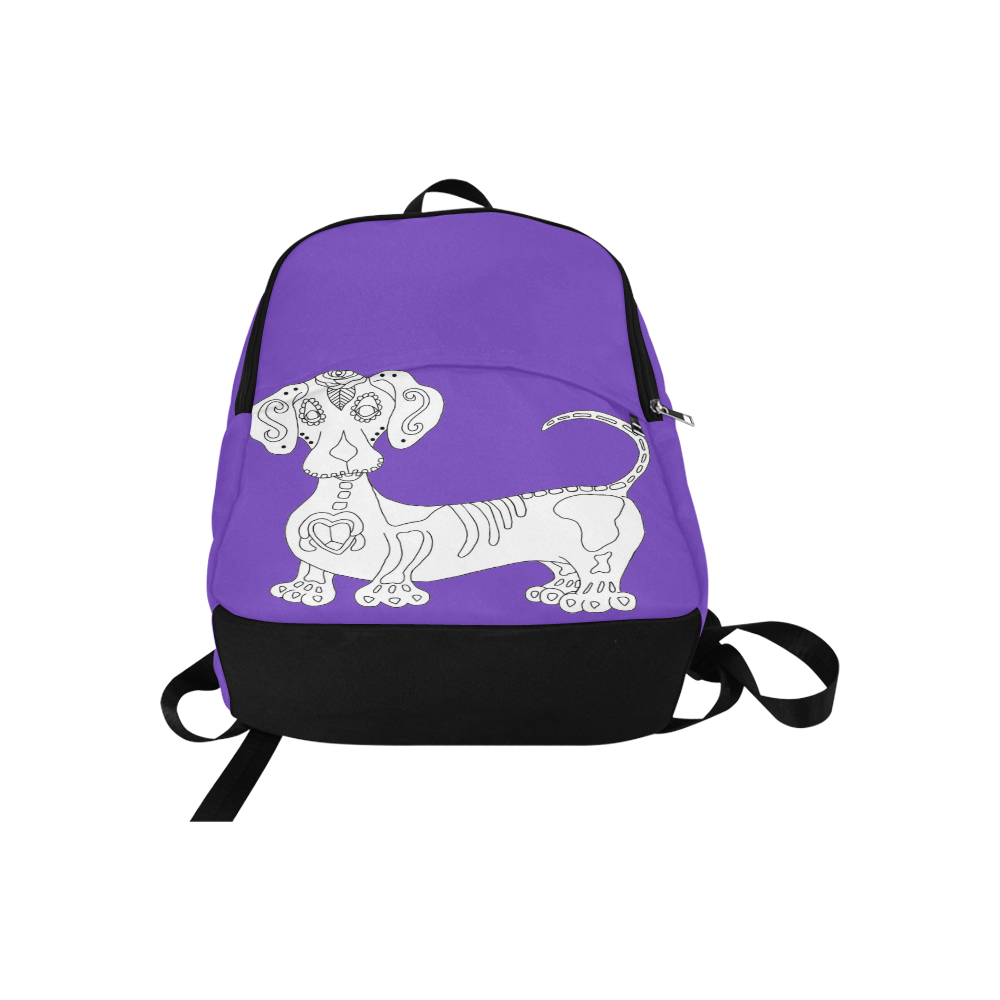 Color Me Sugar Skull Dachshund Purple Fabric Backpack for Adult (Model 1659)
