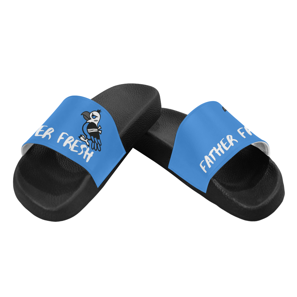 FF Vulture Slides Black/Sky Blue Men's Slide Sandals (Model 057)