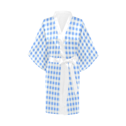 Sky Blue Gingham Kimono Robe