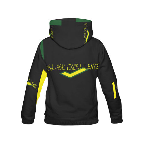 Black Excellence black green and yellow Hoodie All Over Print Hoodie for Men/Large Size (USA Size) (Model H13)