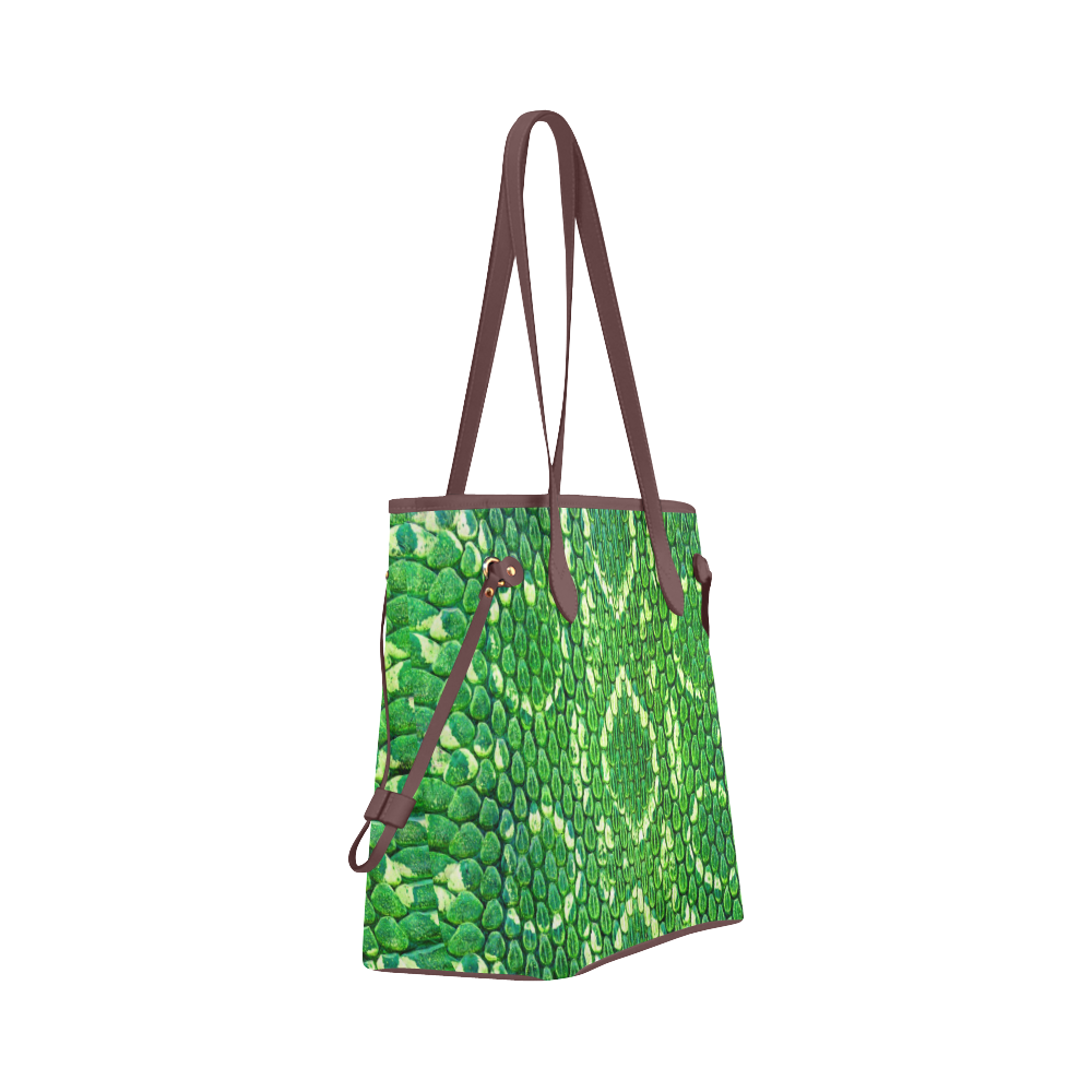 SNAKE LEATHER 5 GREEN Clover Canvas Tote Bag (Model 1661)