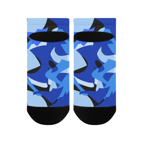 Camouflage Abstract Blue and Black Men's Ankle Socks