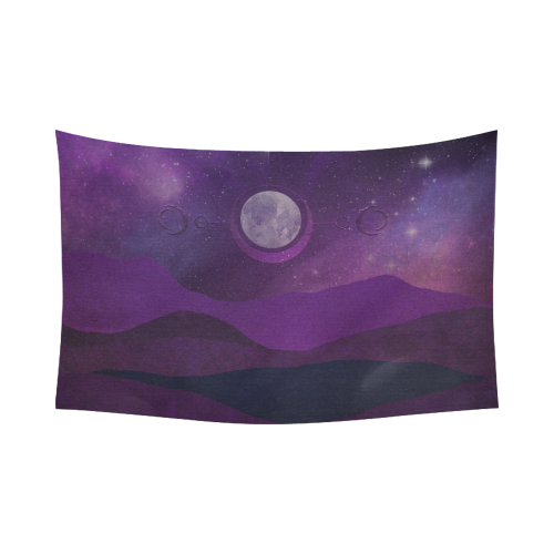 Purple Moon Night Cotton Linen Wall Tapestry 90"x 60"