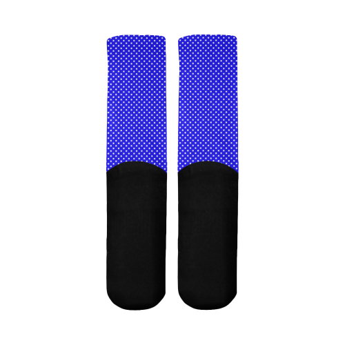 Blue polka dots Mid-Calf Socks (Black Sole)