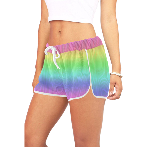 Groovy Pastel Rainbow Women's All Over Print Relaxed Shorts (Model L19)
