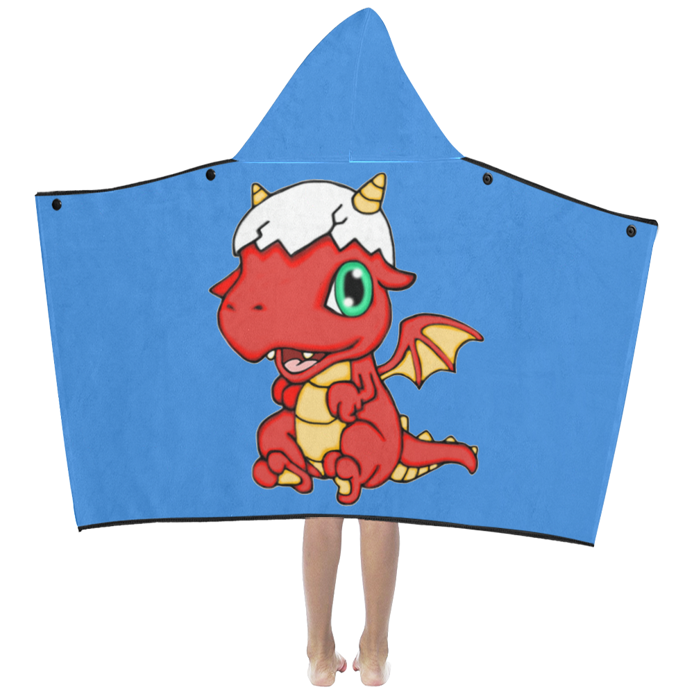 Baby Red Dragon Blue Kids' Hooded Bath Towels