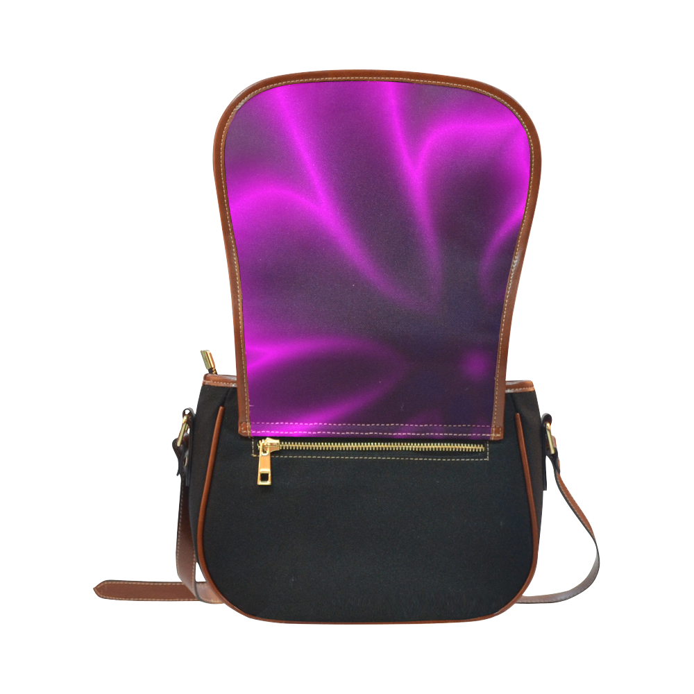 Purple Blossom Saddle Bag/Small (Model 1649)(Flap Customization)