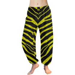 Ripped SpaceTime Stripes - Yellow Women's All Over Print Harem Pants (Model L18)