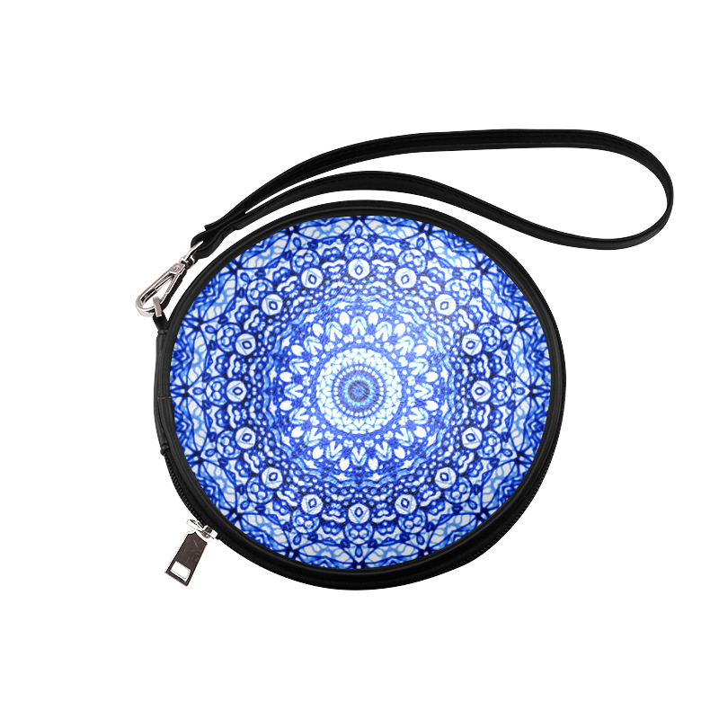 Blue Mandala Mehndi Style G403 Round Makeup Bag (Model 1625)