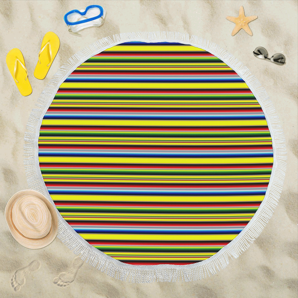 bright serape Circular Beach Shawl 59"x 59"