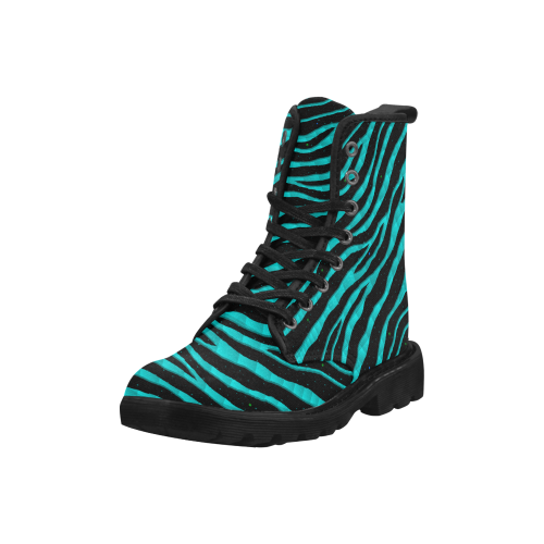 Ripped SpaceTime Stripes - Cyan Martin Boots for Women (Black) (Model 1203H)