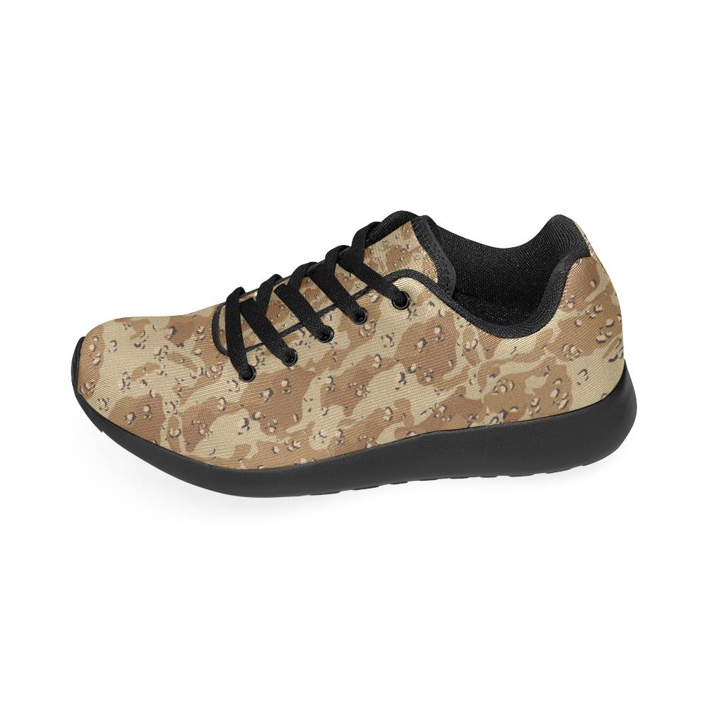 Vintage Desert Brown Camouflage Kid's Running Shoes (Model 020)