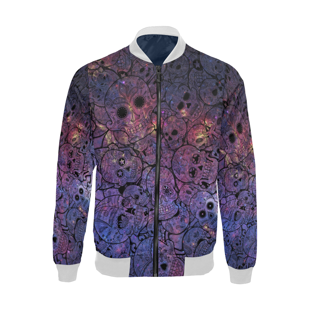 Cosmic Sugar Skulls All Over Print Bomber Jacket for Men (Model H19)