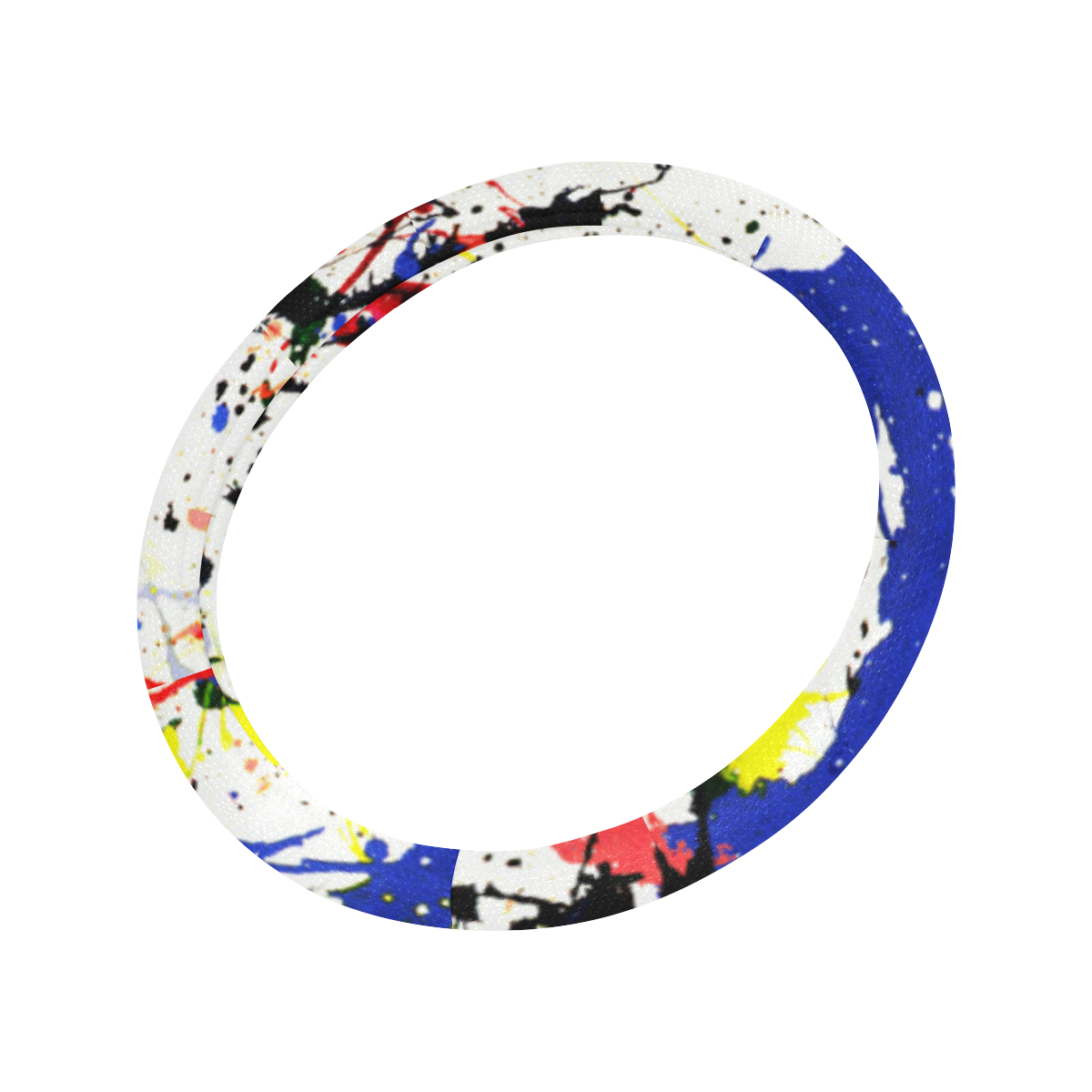 Blue and Red Paint Splatter Steering Wheel Cover with Anti-Slip Insert