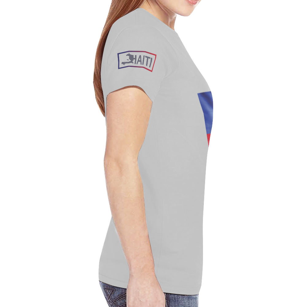 Haitian Flag Print T-shirt for Women (Silver) New All Over Print T-shirt for Women (Model T45)
