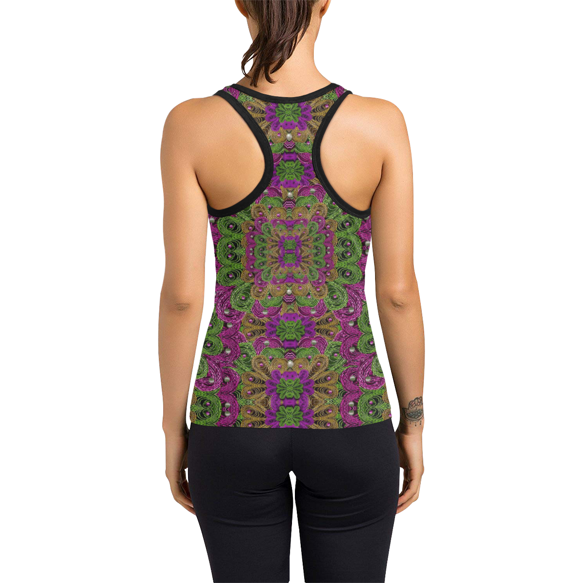 Peacock lace in the nature Women's Racerback Tank Top (Model T60)