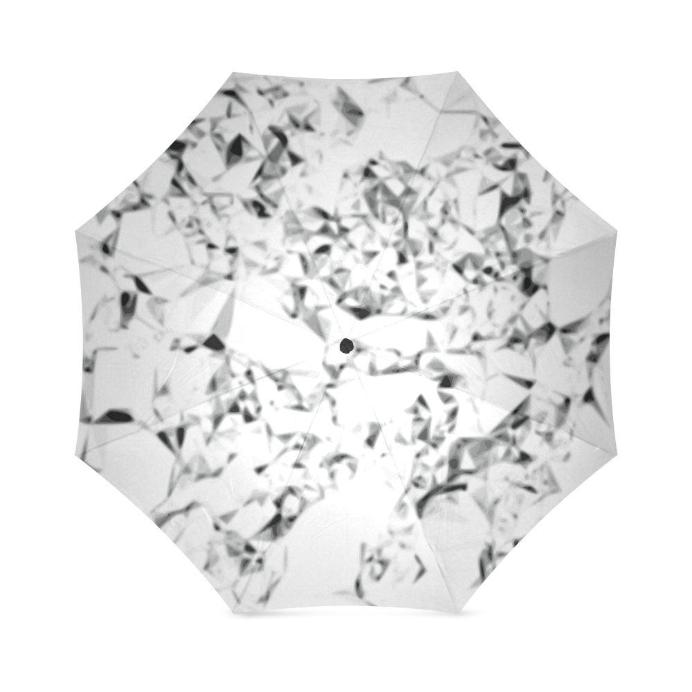 Diamond - white silver black abstract triangle geometric Foldable Umbrella (Model U01)