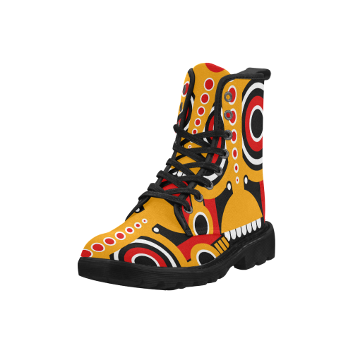 Red Yellow Tiki Tribal Martin Boots for Men (Black) (Model 1203H)
