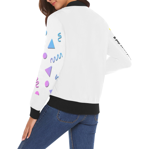 Girls Cool Sh#t Zipper All Over Print Bomber Jacket for Women (Model H19)