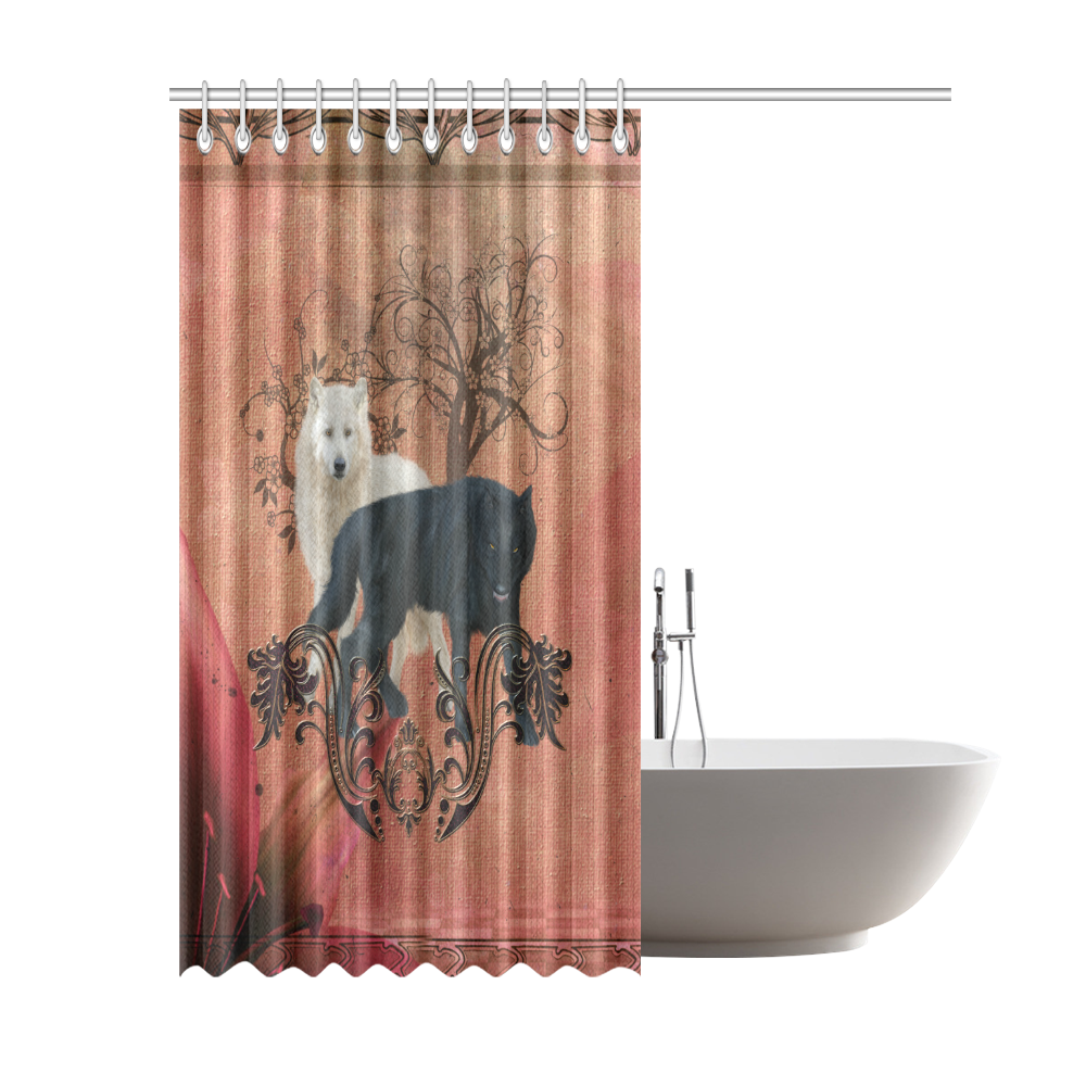 Awesome black and white wolf Shower Curtain 69"x84"