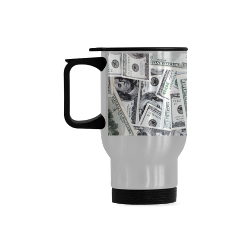 Cash Money / Hundred Dollar Bills Travel Mug (Silver) (14 Oz)