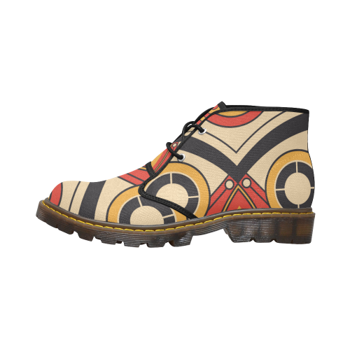 Geo Aztec Bull Tribal Women's Canvas Chukka Boots/Large Size (Model 2402-1)