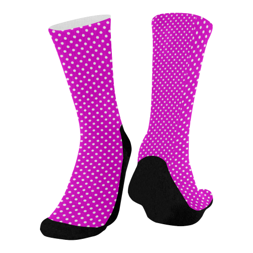 Pink polka dots Mid-Calf Socks (Black Sole)