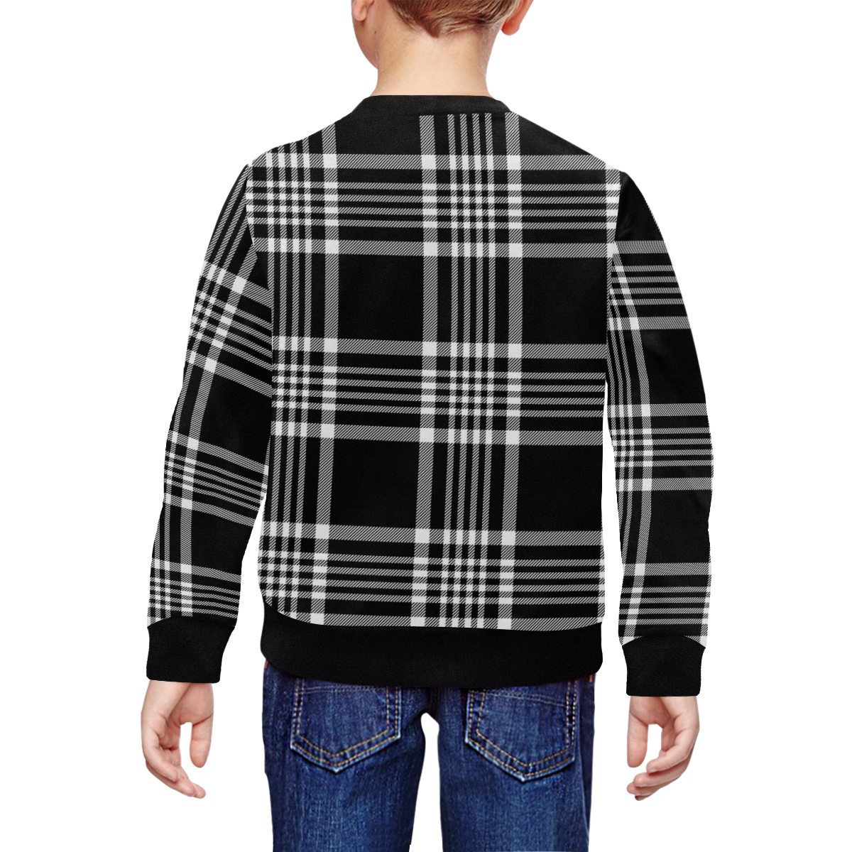 stripe bw All Over Print Crewneck Sweatshirt for Kids (Model H29)
