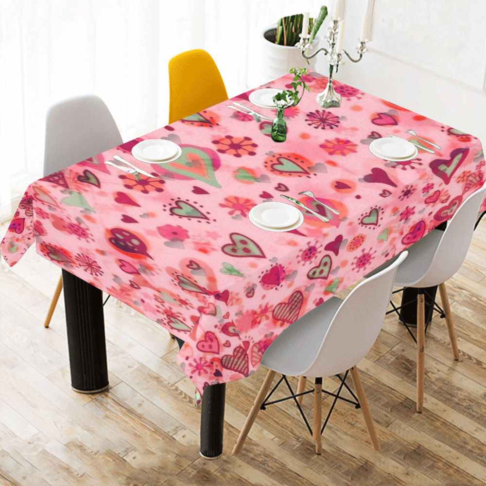 Love Pattern by K.Merske Cotton Linen Tablecloth 60"x 84"