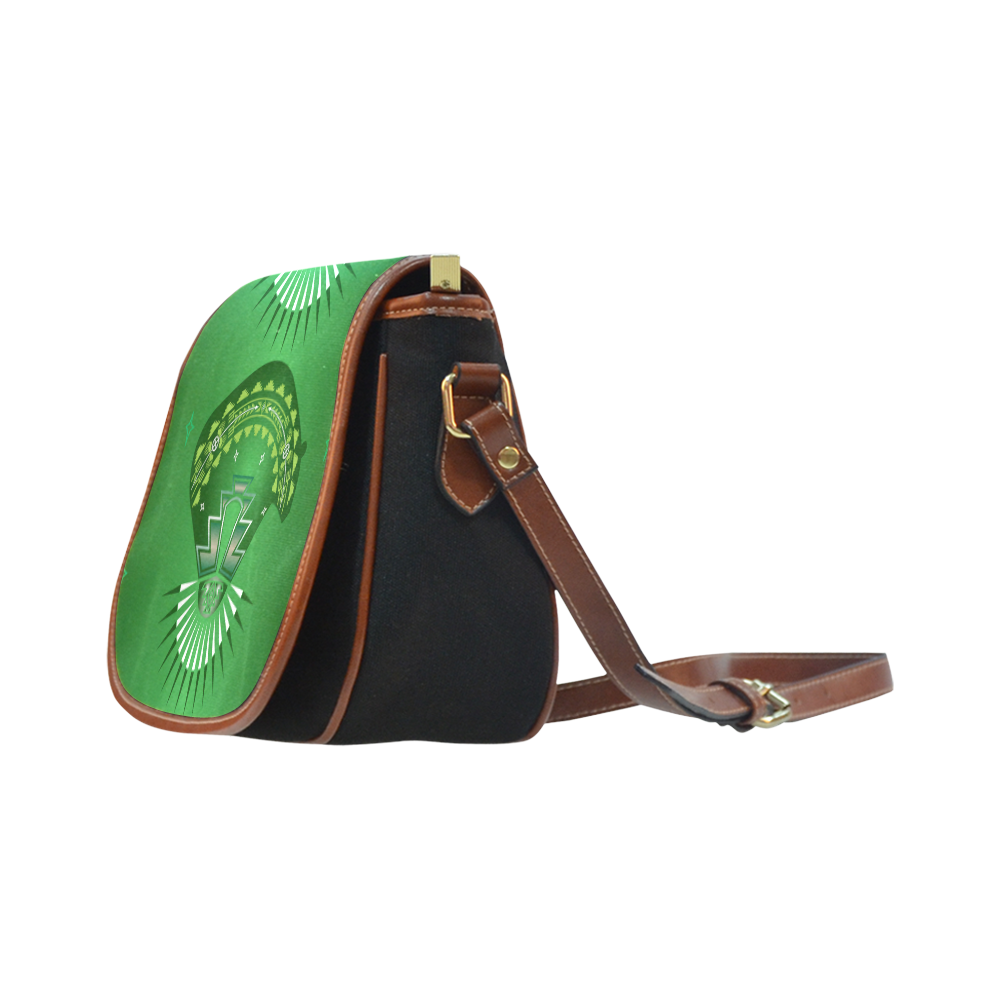 Three Bears Green Saddle Bag/Small (Model 1649)(Flap Customization)