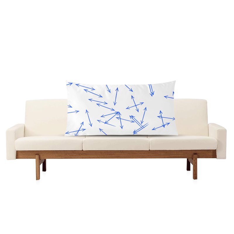 Arrows Every Direction Blue on White Rectangle Pillow Case 20"x36"(Twin Sides)