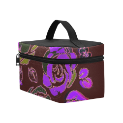 Retro Chocolate Lavender Roses Cosmetic Bag/Large (Model 1658)