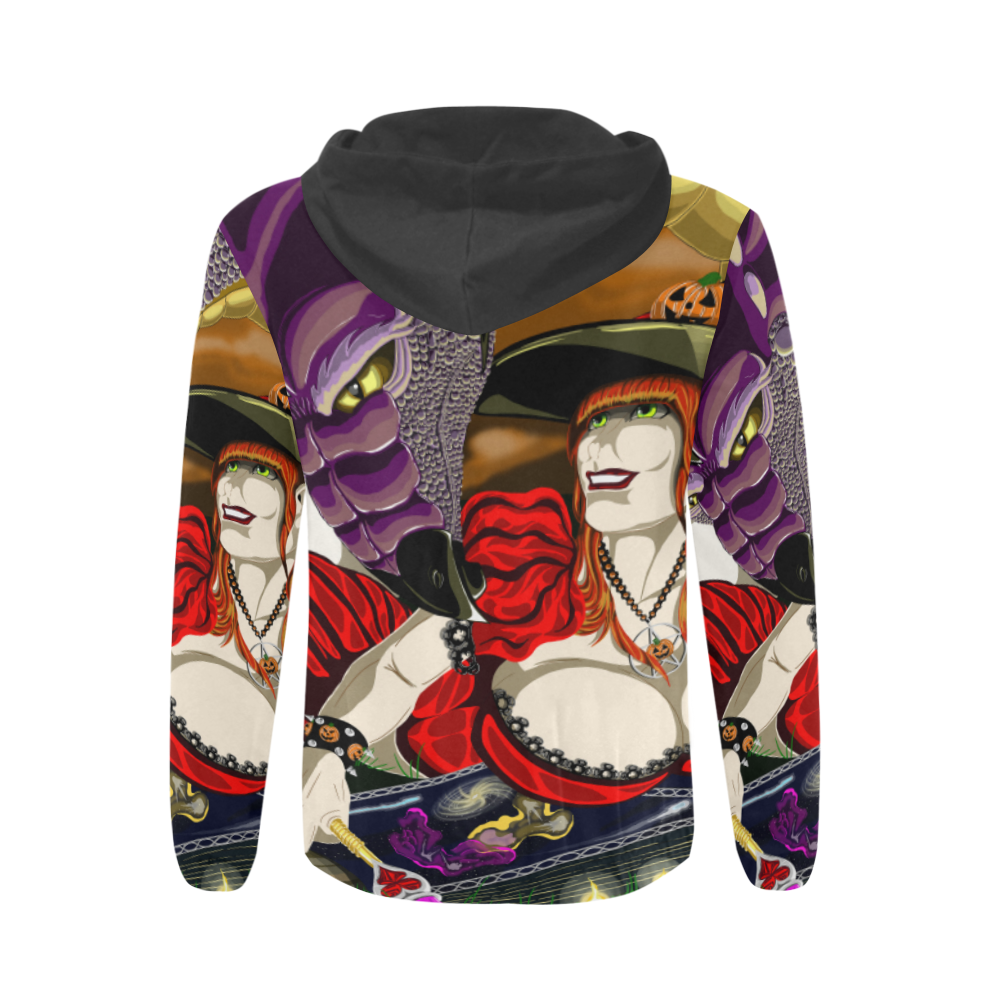 Trippy Witch All Over Print Hoodie All Over Print Full Zip Hoodie for Men (Model H14)