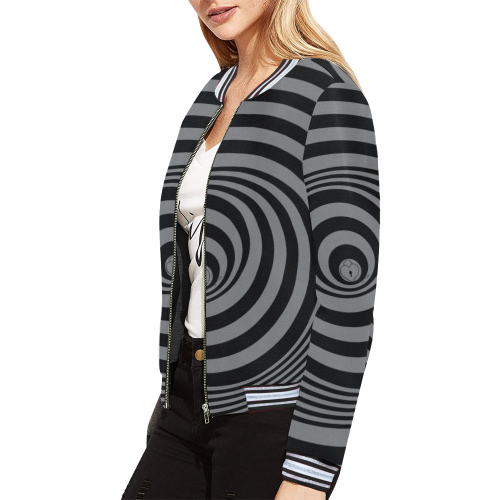 Spiraling All Over Print Bomber Jacket for Women (Model H21)