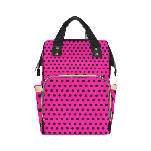 Pink Polkadot Multi-Function Diaper Backpack/Diaper Bag (Model 1688)