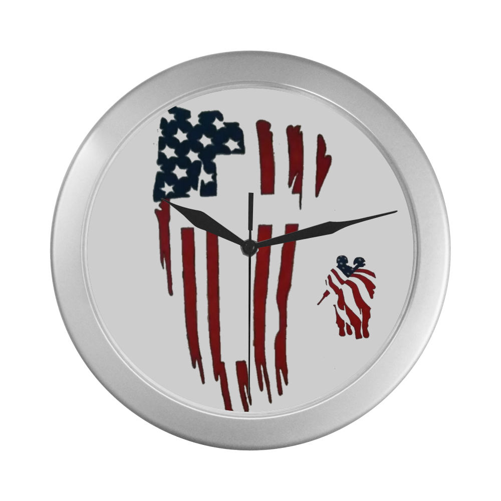 Flag Cross Soldiers Silver Color Wall Clock