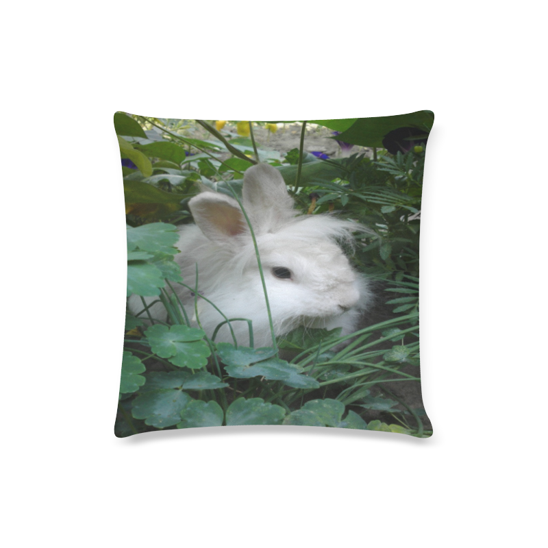 Precious White Bunny Rabbit Custom Zippered Pillow Case 16"x16"(Twin Sides)
