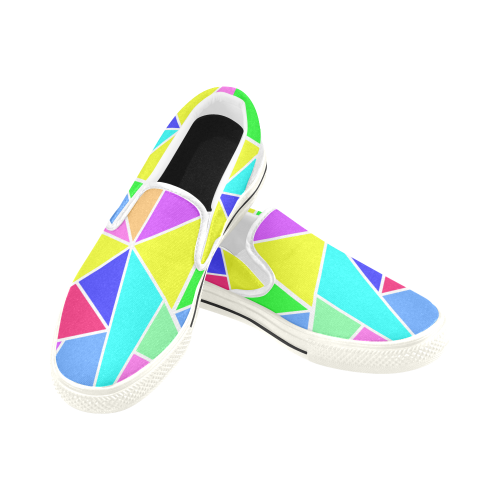 Triangle Colors Women's Slip-on Canvas Shoes (Model 019)