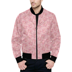 Cat with Violin Pattern All Over Print Quilted Bomber Jacket for Men (Model H33)