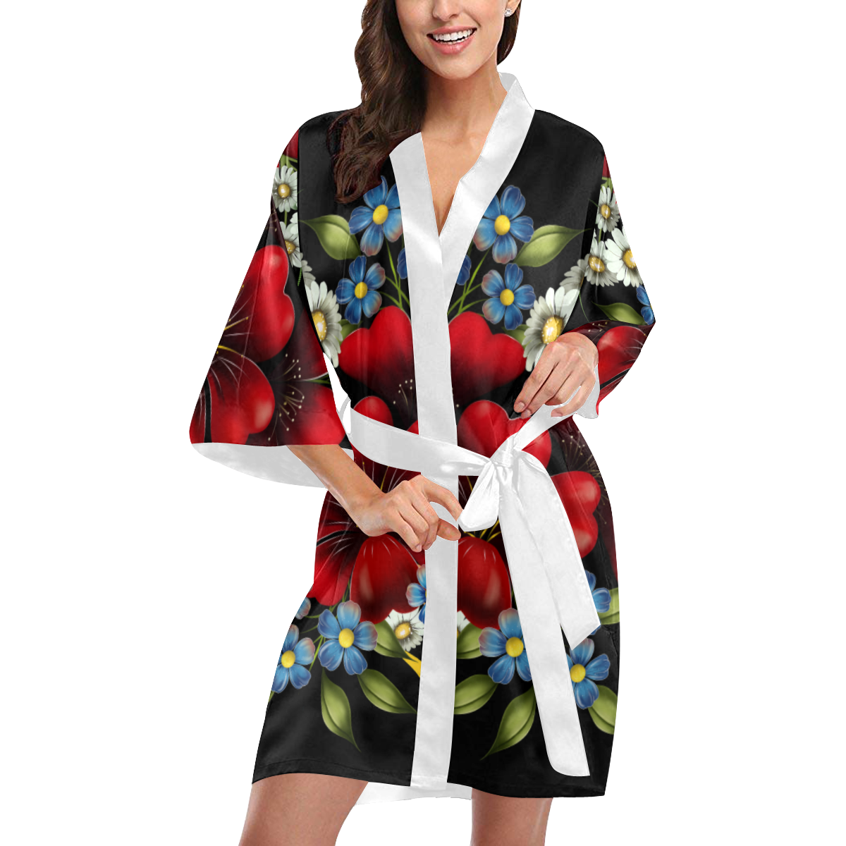 Bouquet Of Flowers Kimono Robe