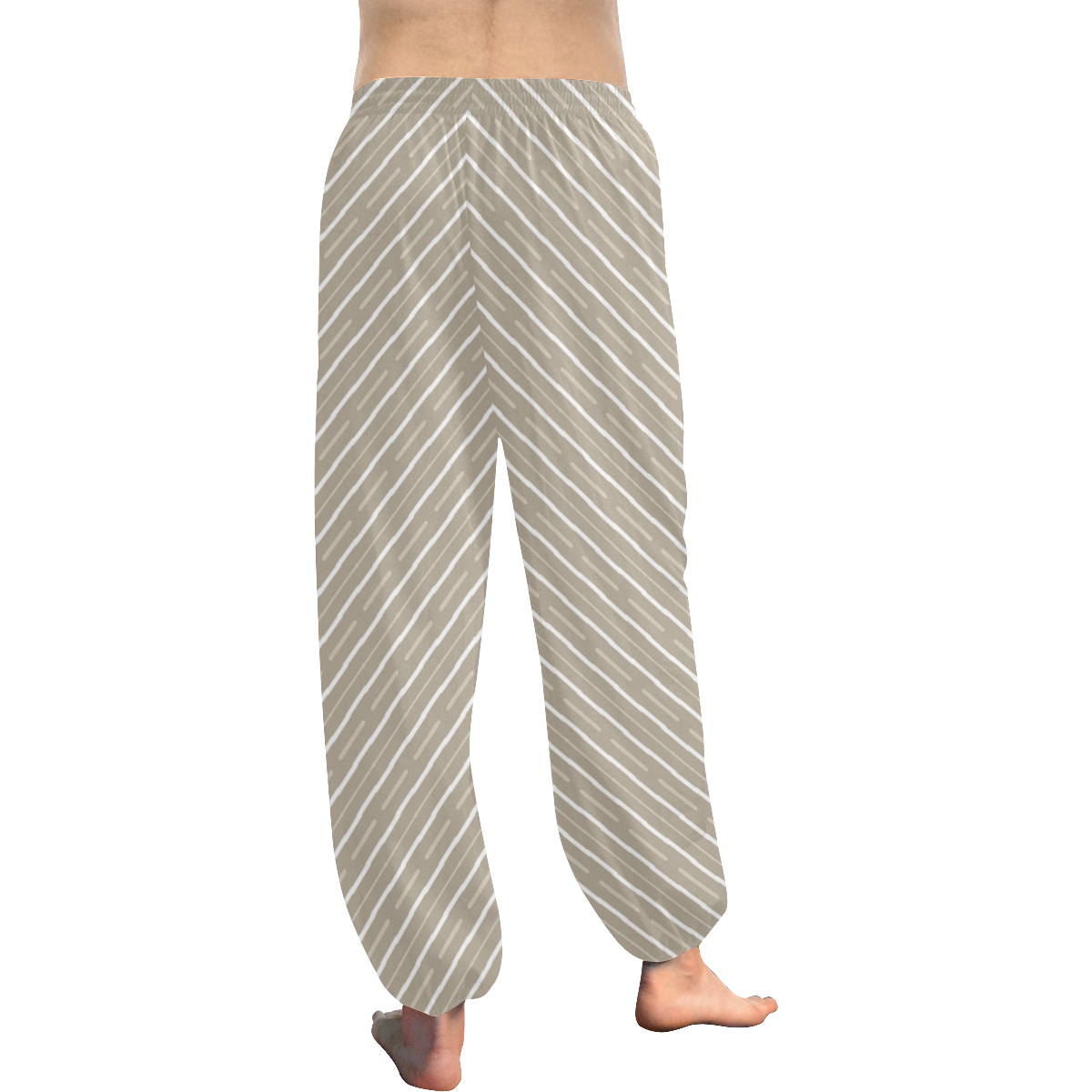 Beige and White Stripe Women's All Over Print Harem Pants (Model L18)