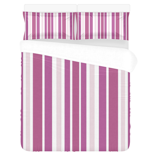 Plum Burgundy Stripes 3-Piece Bedding Set