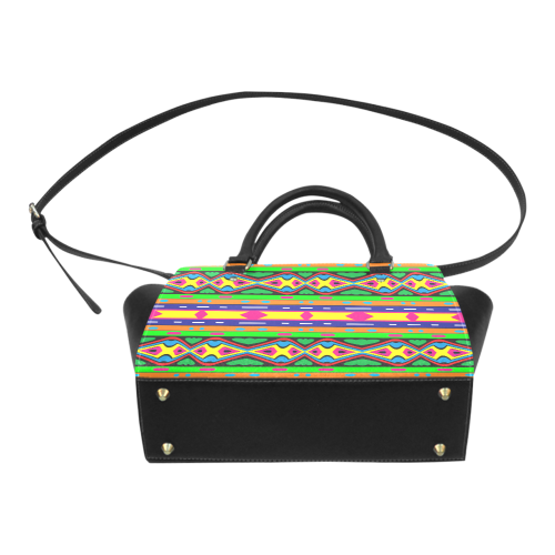 Distorted colorful shapes and stripes Classic Shoulder Handbag (Model 1653)