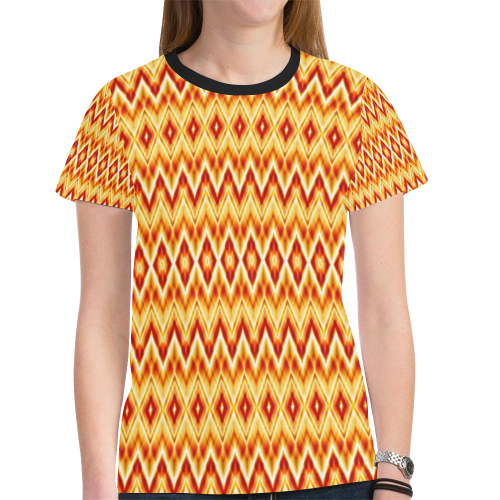 Colorful wavy motifs New All Over Print T-shirt for Women (Model T45)