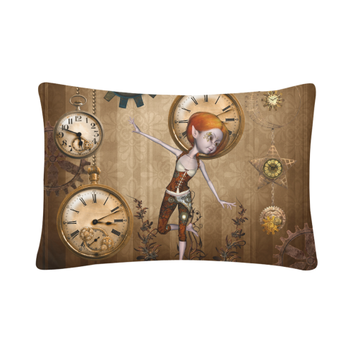 Steampunk girl, clocks and gears Custom Pillow Case 20"x 30" (One Side) (Set of 2)