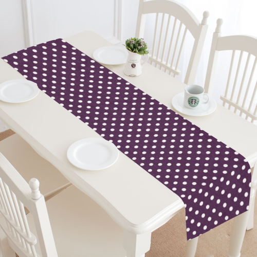 Burgundy polka dots Table Runner 16x72 inch