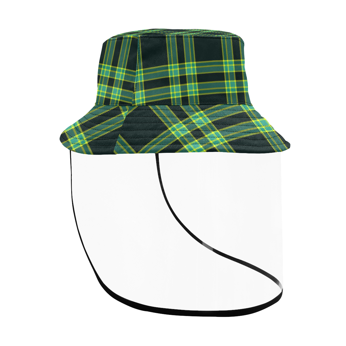 stripes sea green Women's Bucket Hat (Detachable Face Shield)