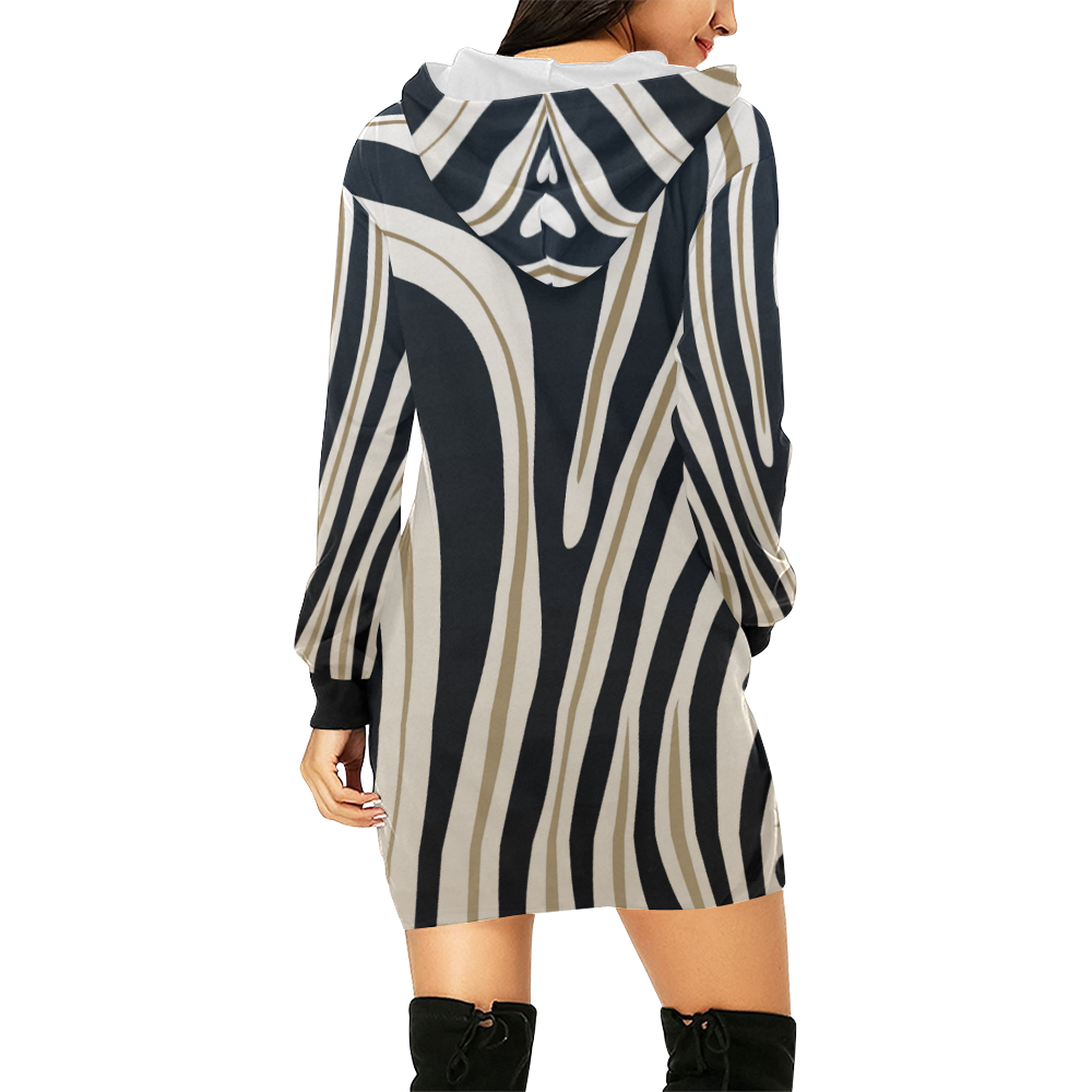 ZEBRA LIFE All Over Print Hoodie Mini Dress (Model H27)