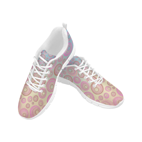 Retro Psychedelic Pink and Blue Women's Breathable Running Shoes (Model 055)