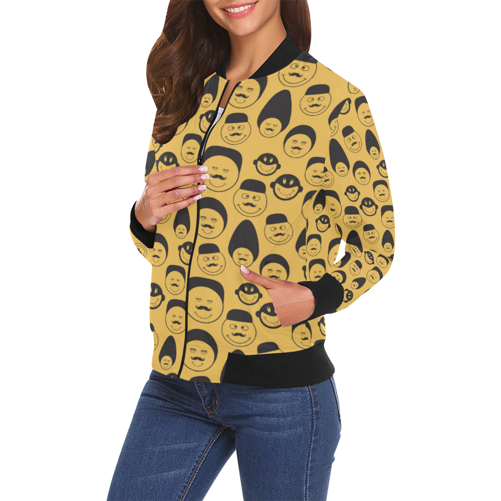 yellow emotion faces All Over Print Bomber Jacket for Women (Model H19)